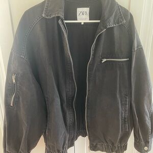 Zara Oversized Charcoal Denim Jacket